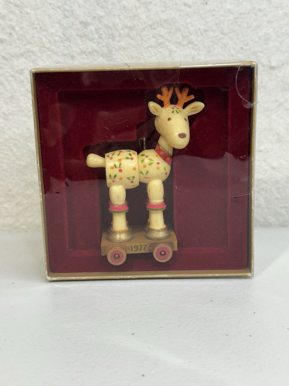 VTG 1977 Hallmark Reindeer Christmas Ornament “Yesteryears” Collection Folk Art